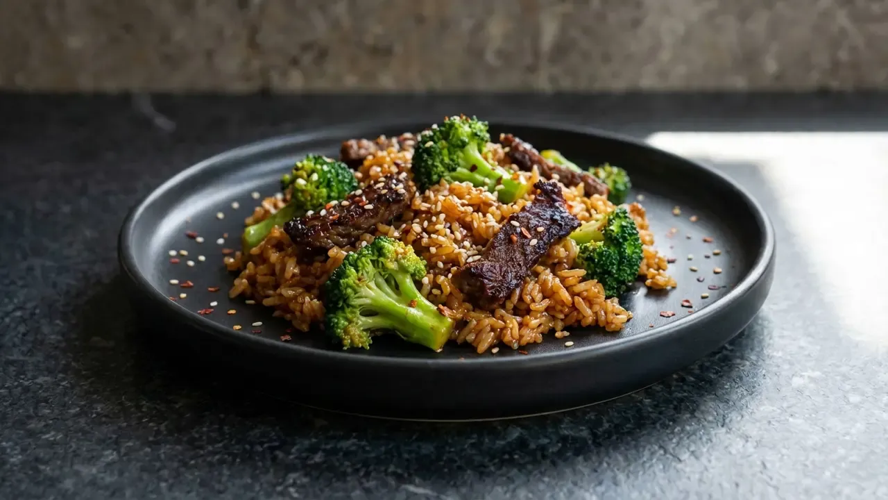 High Protein Rindfleisch-Brokkoli-Gebratener Reis