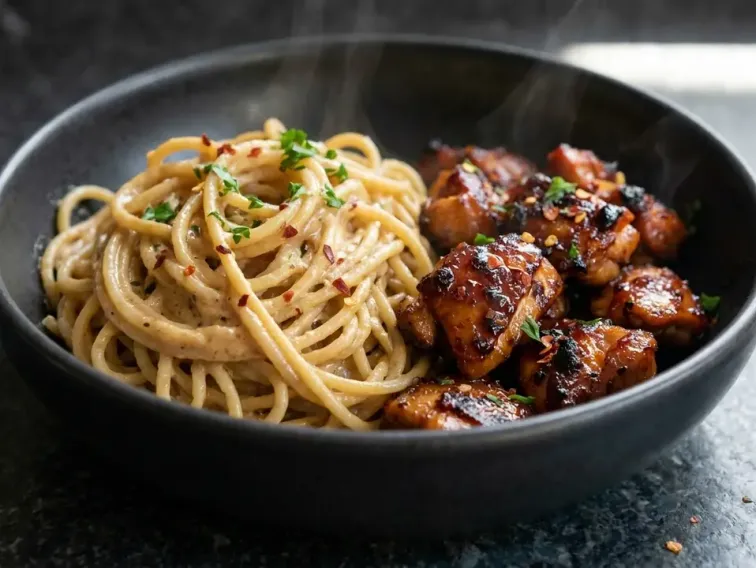 Karamellisierte Zwiebel-Hähnchen-Pasta