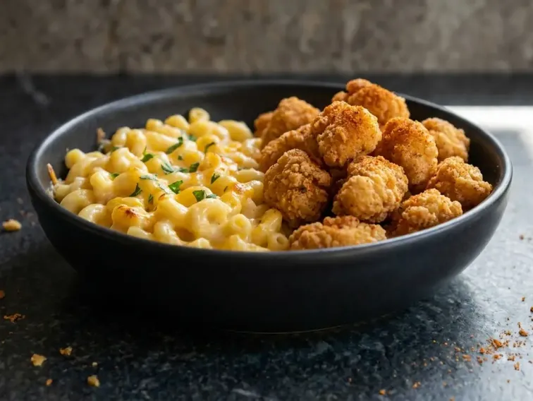 High Protein KFC Popcorn Chicken Mac & Cheese