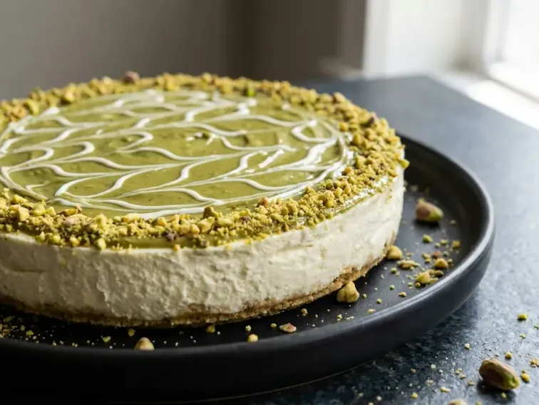 High Protein Pistazien-Cheesecake